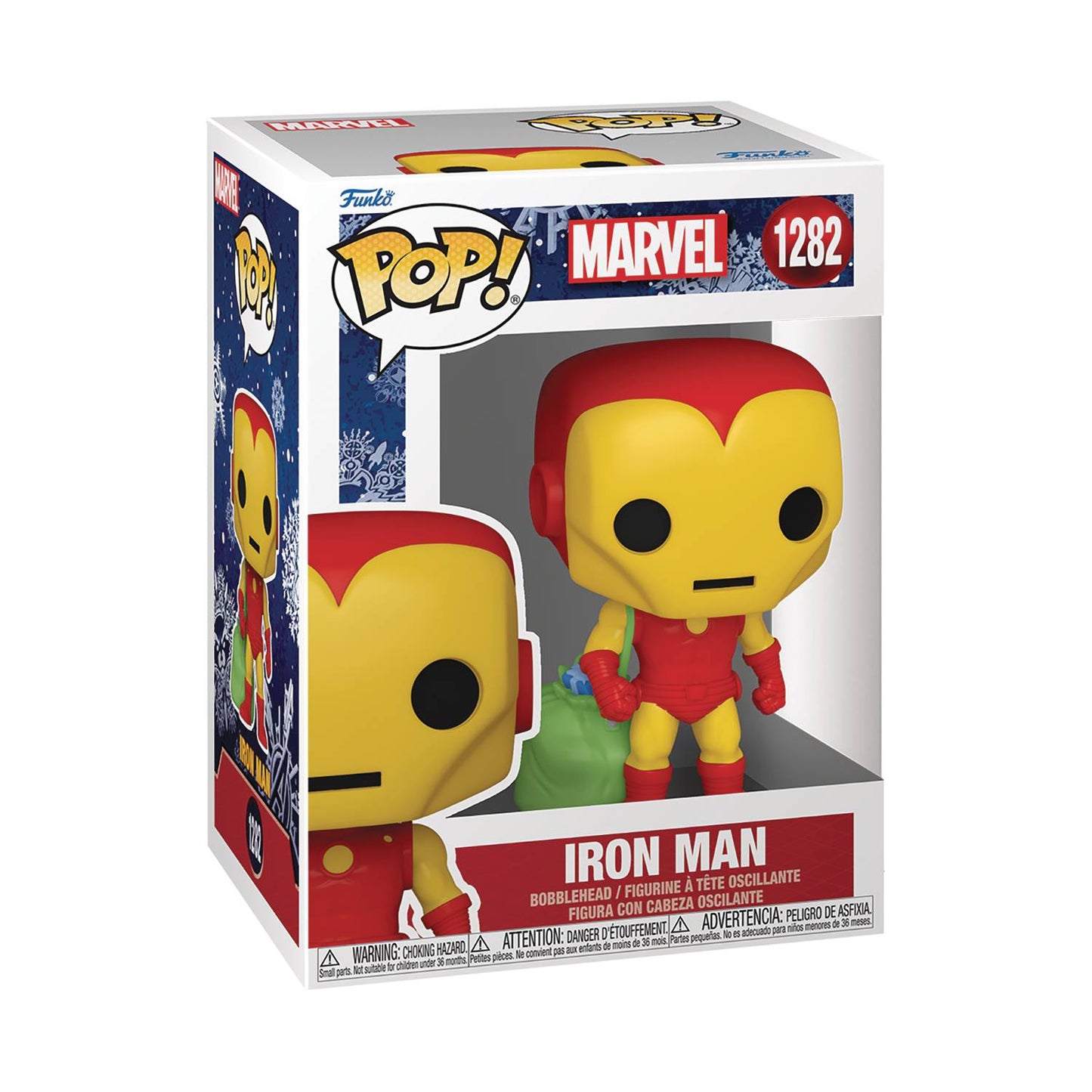 POP MARVEL HOLIDAY- IRON MAN W/BAG VIN FIG