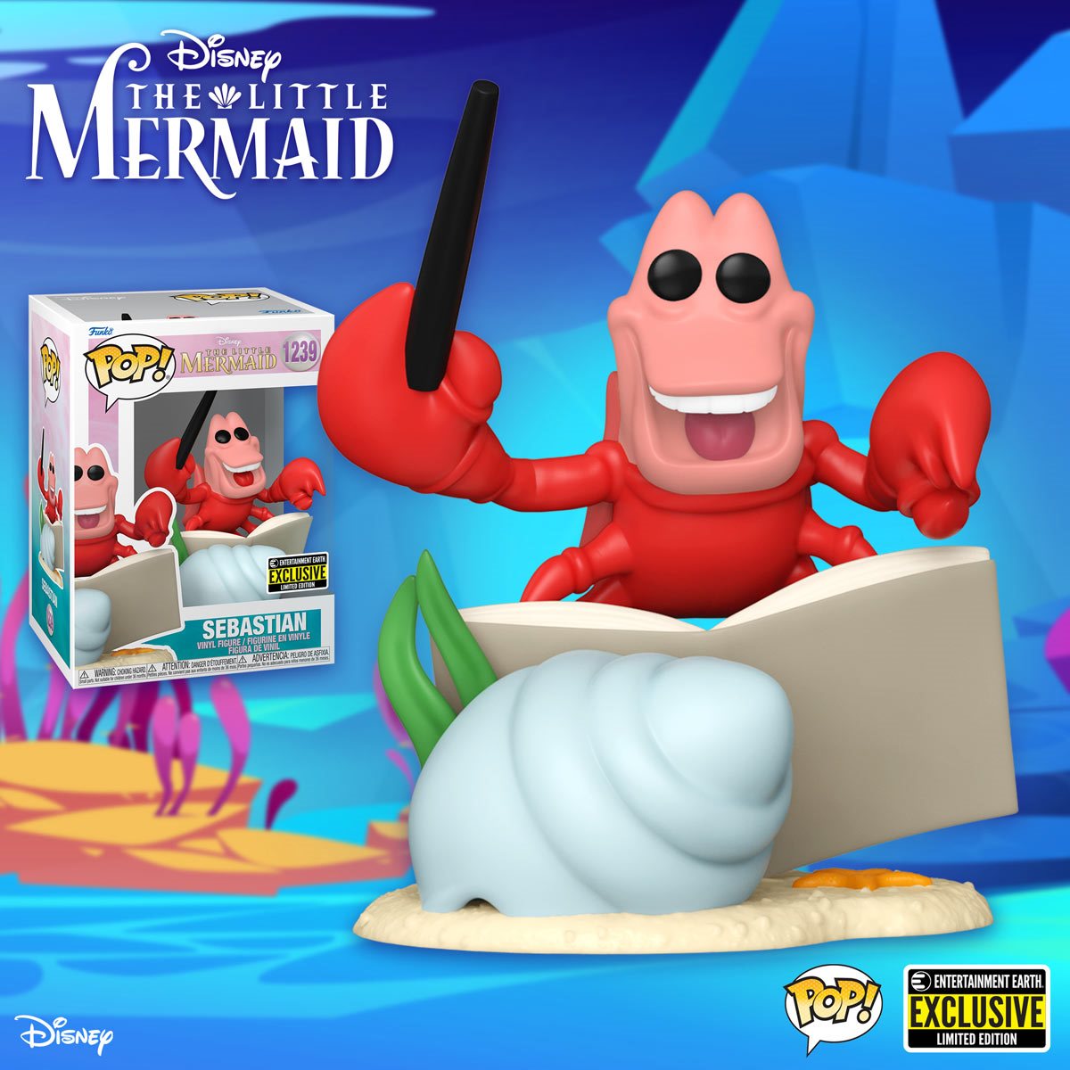 The Little Mermaid Sebastian Funko Pop! Vinyl Figure #1239 - Entertainment Earth Exclusive