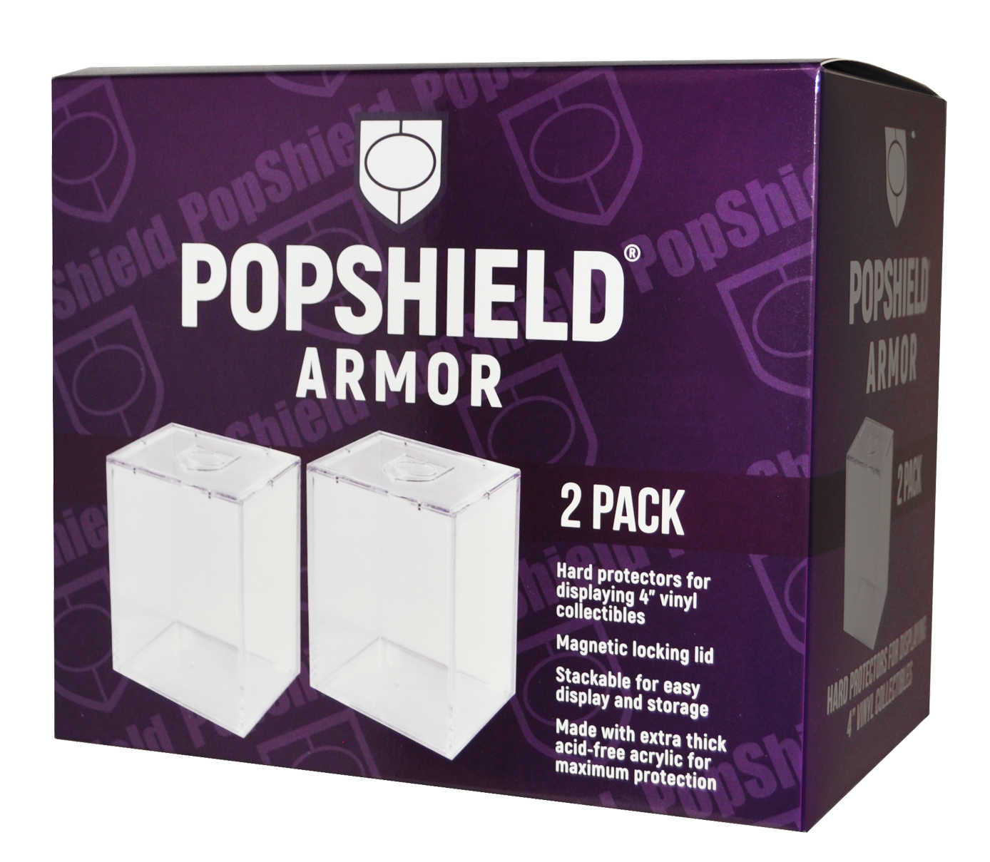 PopShield Armor Hard Protectors 2-Count - Stackable with Magnetic Lid