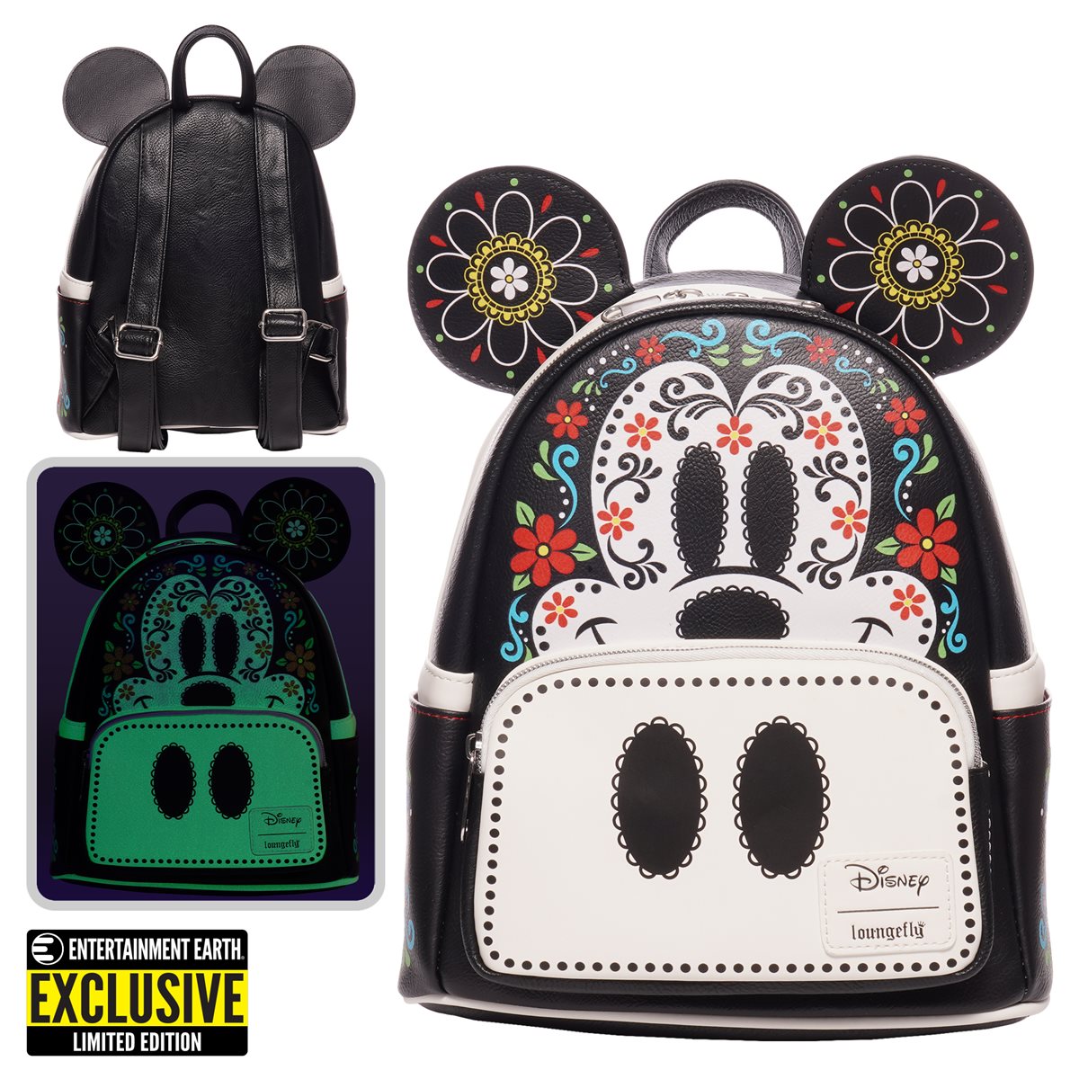 Mickey Mouse Dia de los Muertos Sugar Skull Mickey Mini-Backpack - Entertainment Earth Exclusive