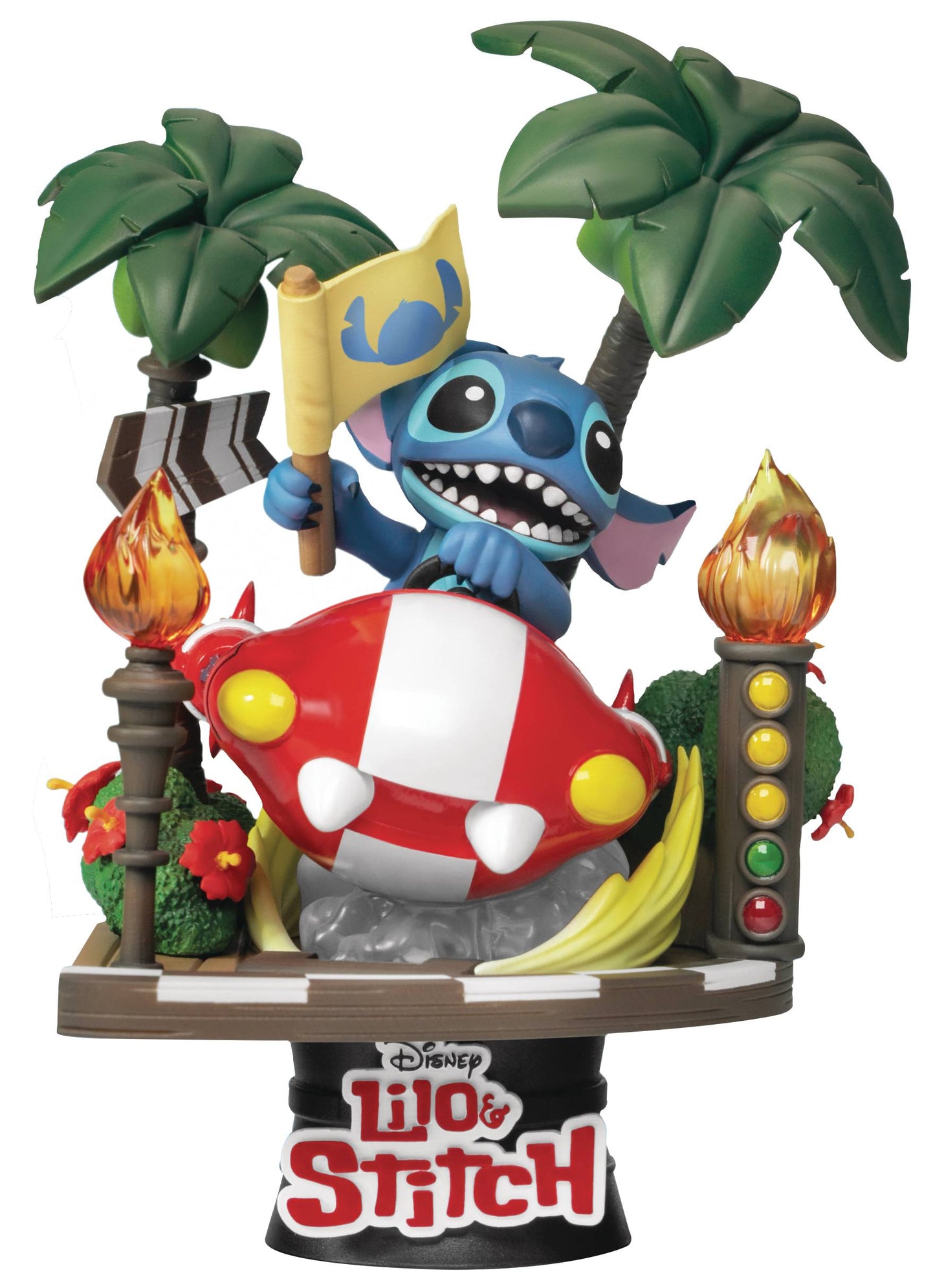 LILO & STITCH STITCH RACING CAR D-STAGE 6IN STATUE